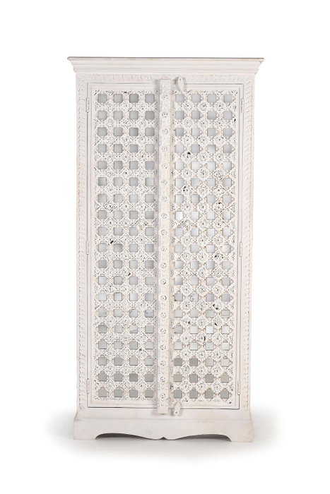 Giner y Colomer Armario Madera de Mango Blanco con Espejo 2 Puertas 3 Estantes